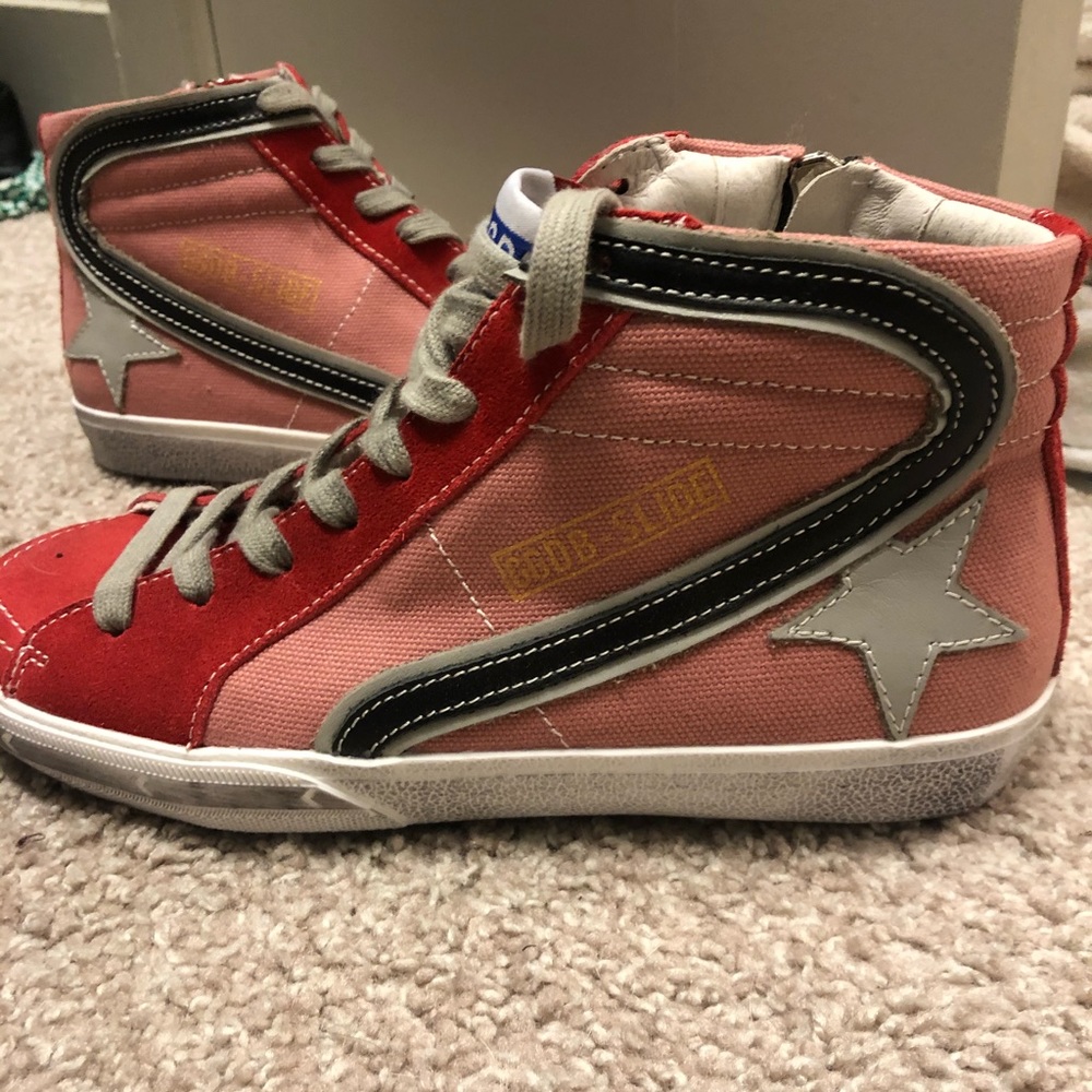 faux golden goose mid-rise sneakers
